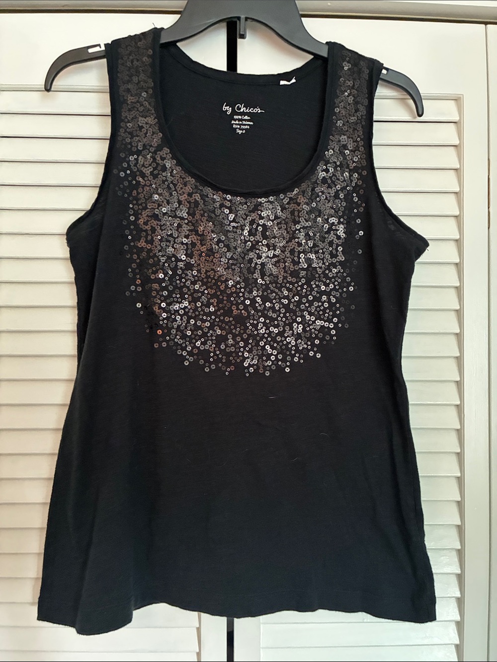 Chico's Black Sequin Scoop Neck Tank
